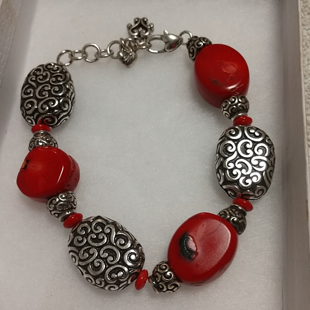 BRIGHTON Full Moon Rising Red Coral Bracelet